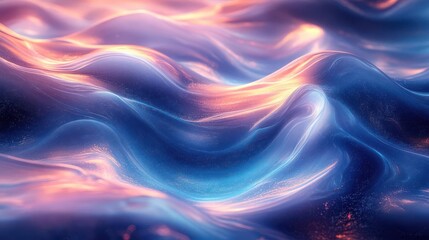 Fototapeta premium A stunning abstract image of flowing waves in vibrant colors, showcasing shades of blue, purple, and hints of orange, evoking a sense of calm and fluidity.