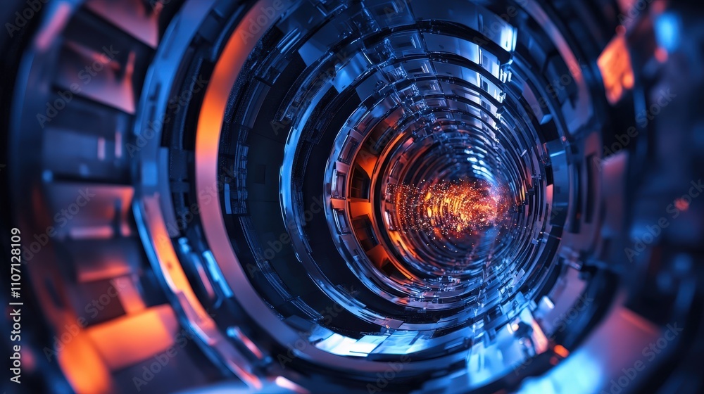 Poster a scientist using a particle accelerator to study subatomic particles.