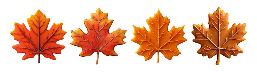 Fototapeta premium Colorful Autumn Leaves Isolated on Transparent Background