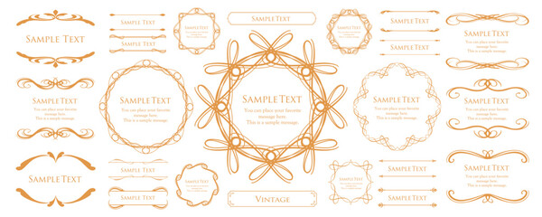 クリスマスモチーフのフレームデザインセット。ゴージャスでエレガントなデザイン素材
