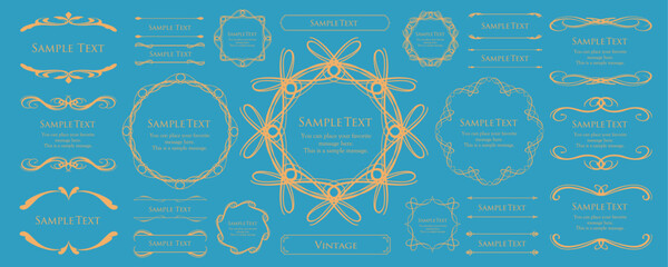 クリスマスモチーフのフレームデザインセット。ゴージャスでエレガントなデザイン素材
