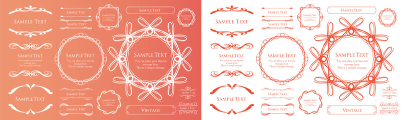 クリスマスモチーフのフレームデザインセット。ゴージャスでエレガントなデザイン素材
