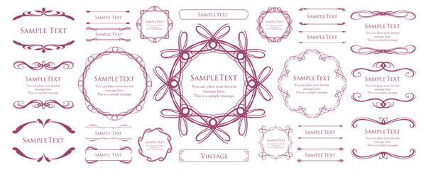 クリスマスモチーフのフレームデザインセット。ゴージャスでエレガントなデザイン素材
