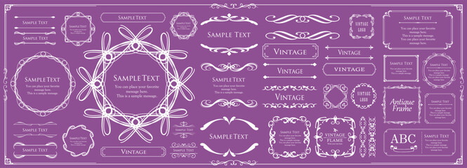 クリスマスモチーフのフレームデザインセット。ゴージャスでエレガントなデザイン素材
