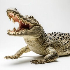 Obraz premium Alligator with open mouth, white isolated background