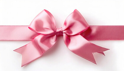 Elegant pink ribbon with bow isolated on white background