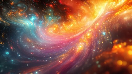 Obraz premium A vibrant cosmic swirl of colors and light, depicting the beauty and mystery of the universe.