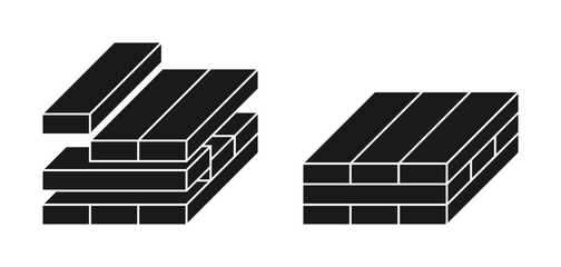 Cross-laminated timber, CLT - engineered wood monochrome icon