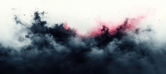 Fototapeta premium dramatic blend of dark and pink watercolor stains creates bold and dynamic abstract composition, evoking sense of mystery and depth