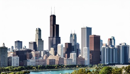 Obraz premium Chicago skyline on isolated white background