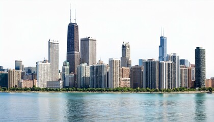 Chicago skyline on isolated white background