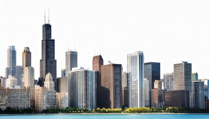 Fototapeta premium Chicago skyline on isolated white background