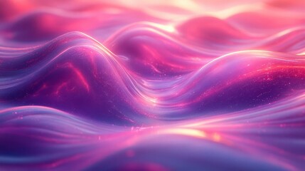 Fototapeta premium A vibrant, abstract landscape of flowing waves in shades of pink and purple, creating a dreamy, ethereal atmosphere.