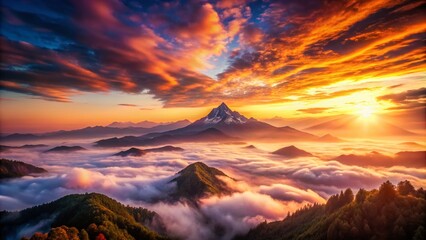 Fototapeta premium Stunning Tilt-Shift Sunrise Over Majestic Mountains with Soft Hues and Dreamy Landscape, Perfect for Nature Lovers and Travel Enthusiasts Seeking Scenic Beauty