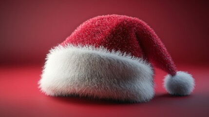 Santa hat on red background.