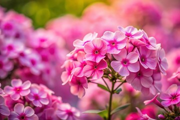 Stunning Top View of a Vibrant Pile of Pink Phlox Flowers Captured with Tilt-Shift Photography for Professional Floral Imagery