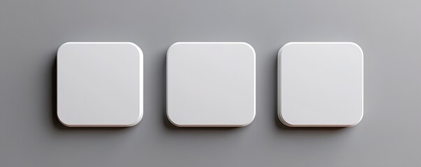 Blank paper sheets, picture canvas, wall displays isolated on gray background. Vector white posters with shadow format mockup. Plastic banners, labels set.new