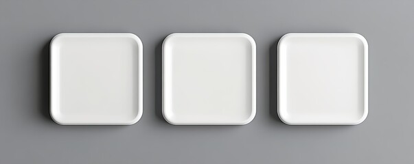 Blank paper sheets, picture canvas, wall displays isolated on gray background. Vector white posters with shadow format mockup. Plastic banners, labels set.new