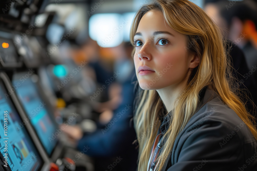 Aufkleber engaging automation expert showcases skills at a bustling tech event