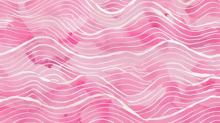 Obraz premium Watercolor Pink Wave Pattern - A Soft and Elegant Visual. The watercolor pink waves create a serene and graceful atmosphere.