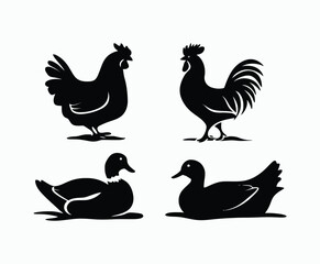 Fototapeta premium Elegant Poultry Silhouettes for Logos and Branding