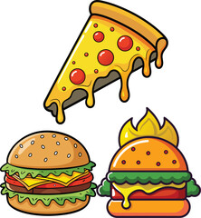 Vector Pizza Cartoon Vector Icon Illustration Food Object Icon Pizza icon in flat style isolated