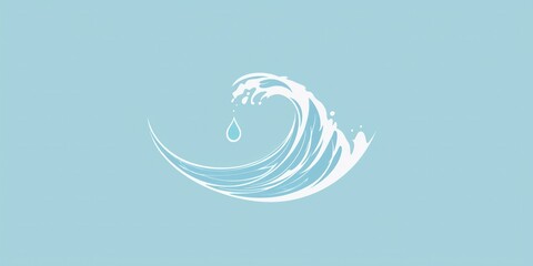 Fototapeta premium A minimalist water icon design featuring a drop and wave, suitable for environmental awareness campaigns.