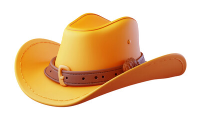 Bright Orange Cowboy Hat on Transparent Background