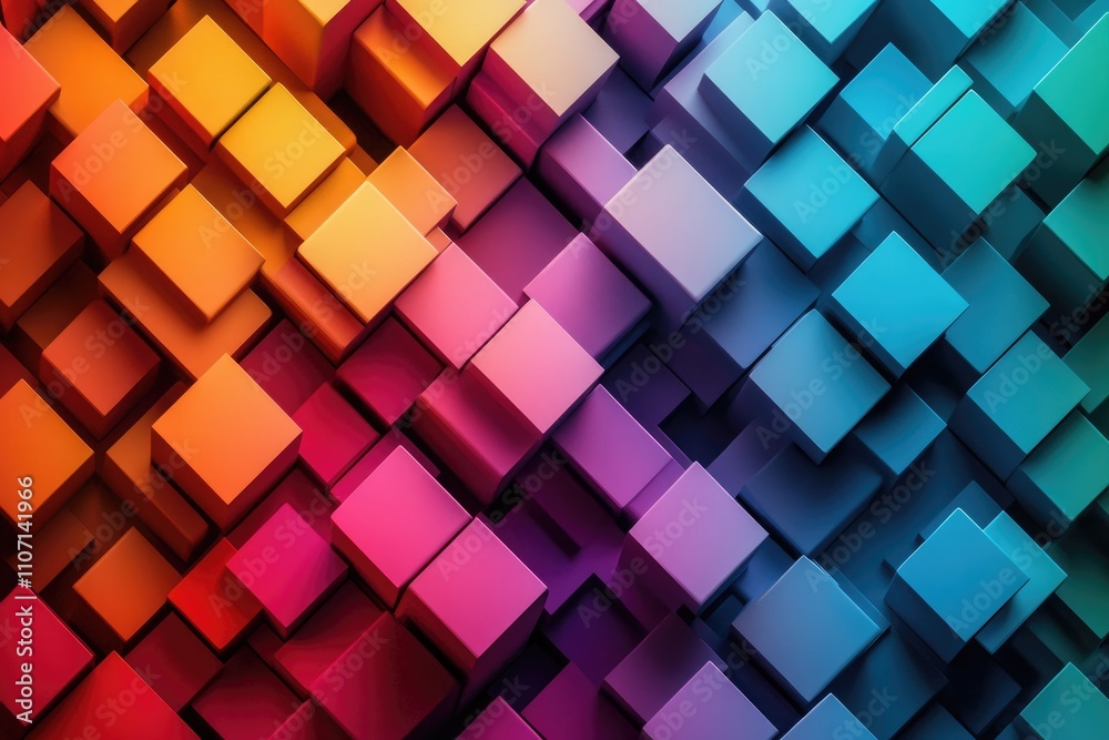 Aufkleber Colorful cubes creating a gradient effect: abstract background