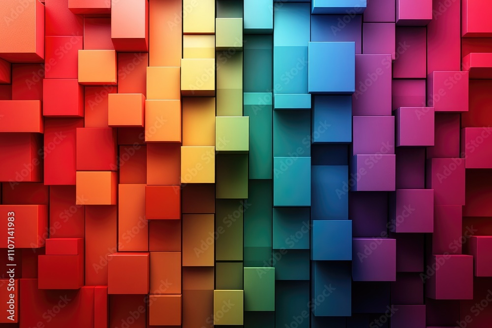 Aufkleber Colorful cubes creating a gradient effect: abstract background