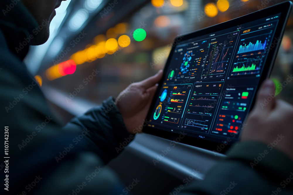 Aufkleber Operator utilizes tablet for control and monitoring in a dynamic environment