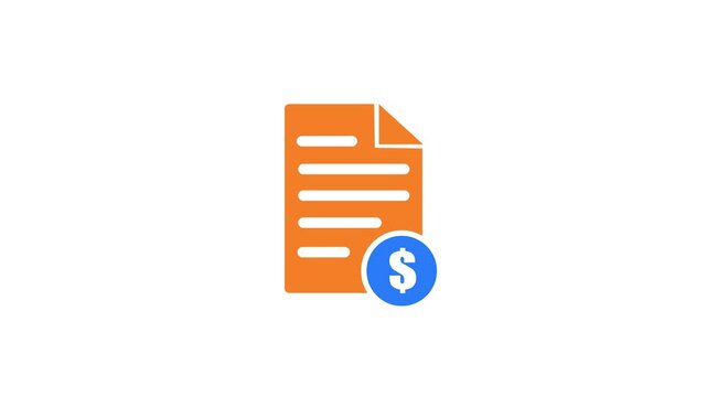 Financial report icon with dollar sign. billing earning, report icon animation.