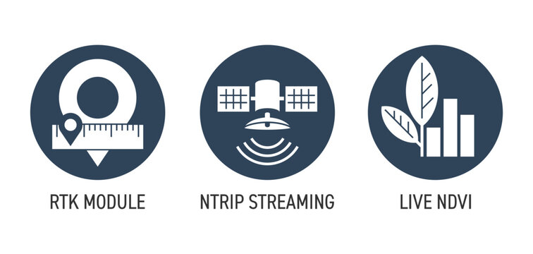 Agricultural UAV modules circular icons set