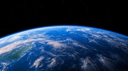 Obraz premium Stunning Earth View from Space with Blue Oceans and Clouds Against Black Background