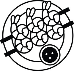 A plate of shrimp with sauce on the side