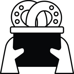 A person is holding a container with two doughnuts in it