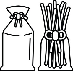 Two bags of food, one of which is a bag of pasta