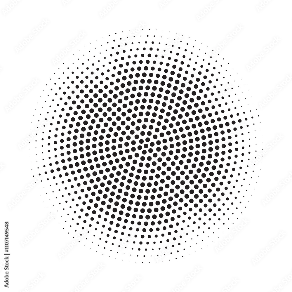 Poster Halftone circle frame background set. Round border Icon using halftone random circle. Grunge circular stain. Vector illustration.	