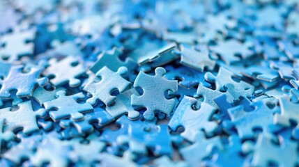 Blue Puzzle Pieces. Connected Blue Puzzle Pieces Isolated on White Background