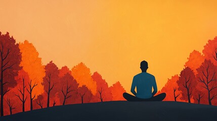 Health Activities Chronic An individual meditating in a peaceful forest clearing with earthy