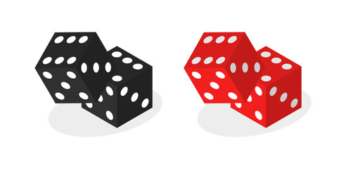 Dice icons. Double dices. Flat style. Vector icons