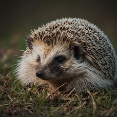 Fototapeta premium A hedgehog curled into a ball.