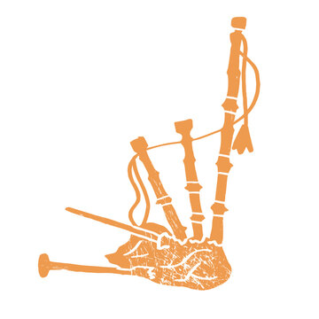 Bagpipes Icons: Vector Illustration Set, Traditional Bagpipes: Vector Flat Style Illustration, Scotland's Bagpipe Instrument: Vector Icon, Great Britain Hobby: Bagpipes Icon in Black Style