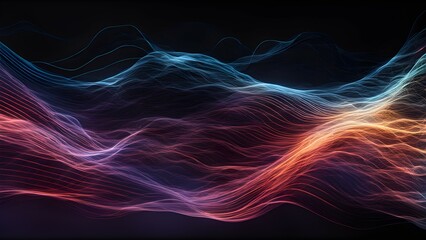 Obraz premium Abstract wave patterns in vibrant colors representing sound or data flow.