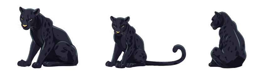 Fototapeta premium Black panther set on white background