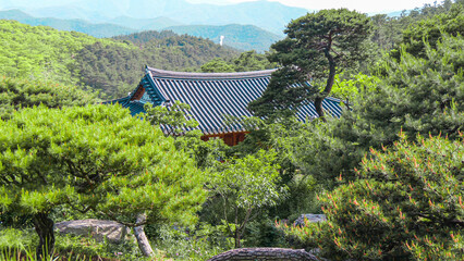 Korean Traditional Building in Secret Garden or Huwon of Changdeokgung Palace with beautiful autumn...