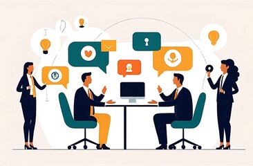 Internal communication, communicate within office, organization or company strategy, internal job, connection or community, work networking concept, business people colleague communicate to success.