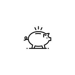 Piggy icon, Piggy bank silhouette icons, piggy bank icons in outline, Safe money symbol and business finance concept in simple linear style editable vector.