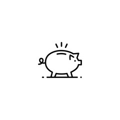 Piggy icon, Piggy bank silhouette icons, piggy bank icons in outline, Safe money symbol and business finance concept in simple linear style editable vector.