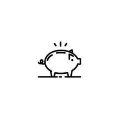Piggy icon, Piggy bank silhouette icons, piggy bank icons in outline, Safe money symbol and business finance concept in simple linear style editable vector.